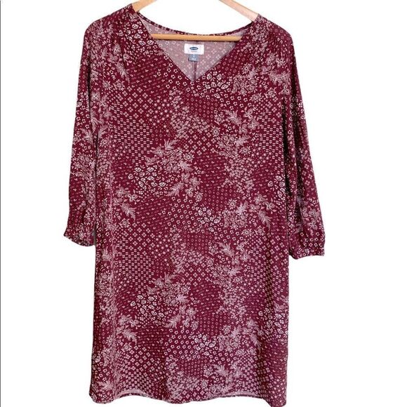 Old Navy Maroon Floral Dress Size Small - Picture 1 of 6